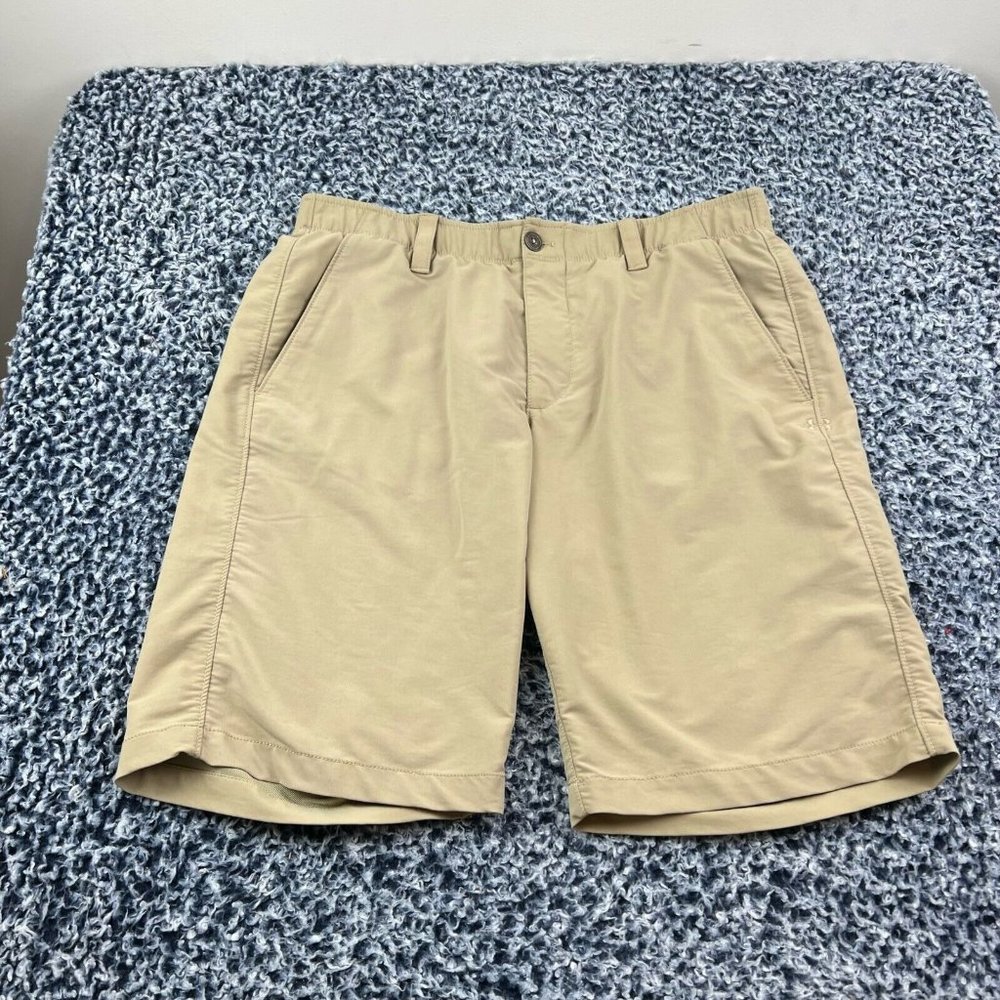 Under Armour Match Play Shorts Mens 34 Beige Flat Front Stretch Lightweight Golf